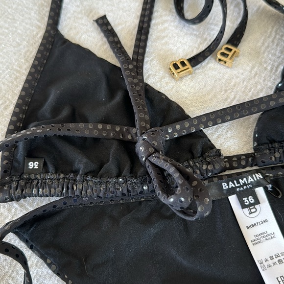 BALMAIN Paillettes Print Triangle Bikini Set, sz 36, $798 - Picture 16 of 16